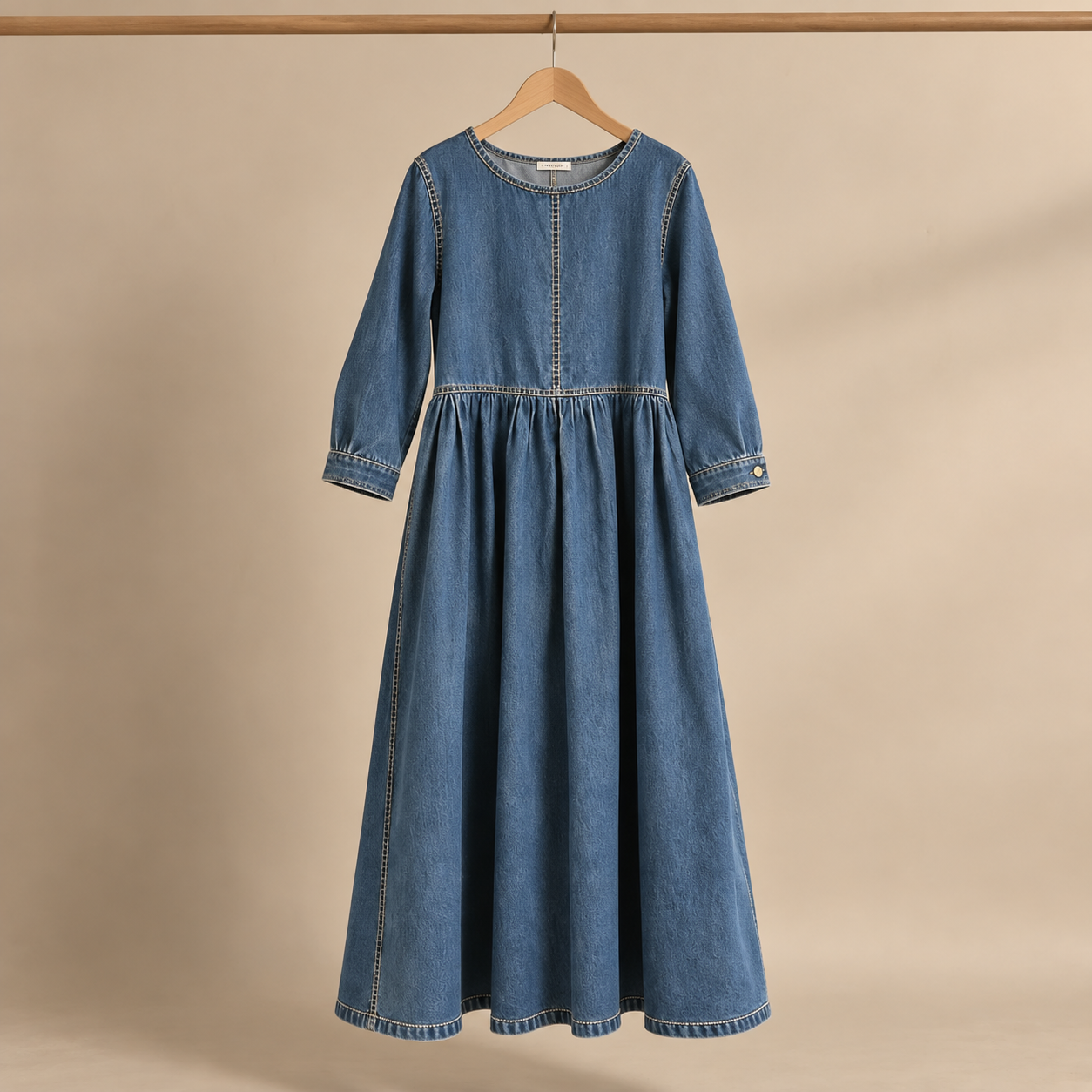 Little Rose™ - Vintage Denim Maxi Dress