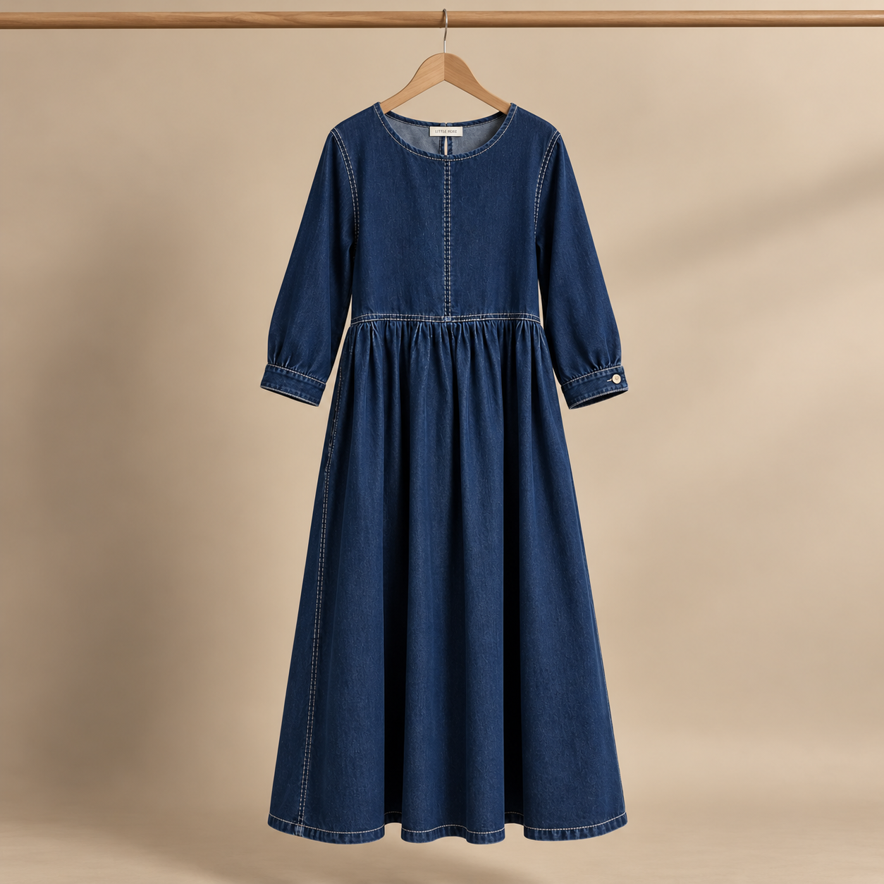 Little Rose™ - Vintage Denim Maxi Dress
