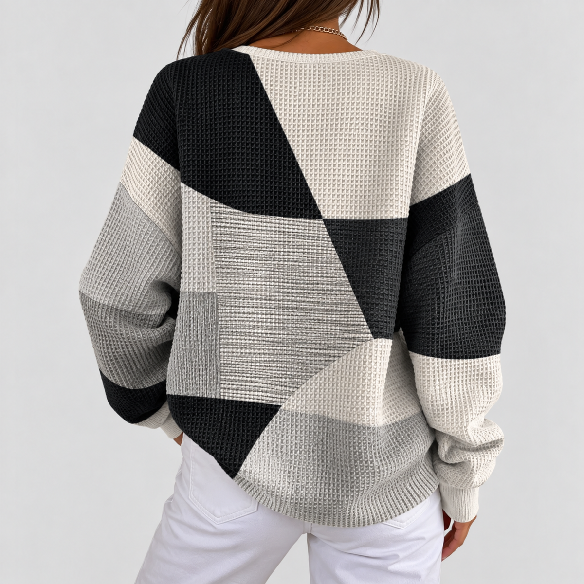 Almira™ | Waffle Knit Henley Sweatshirt