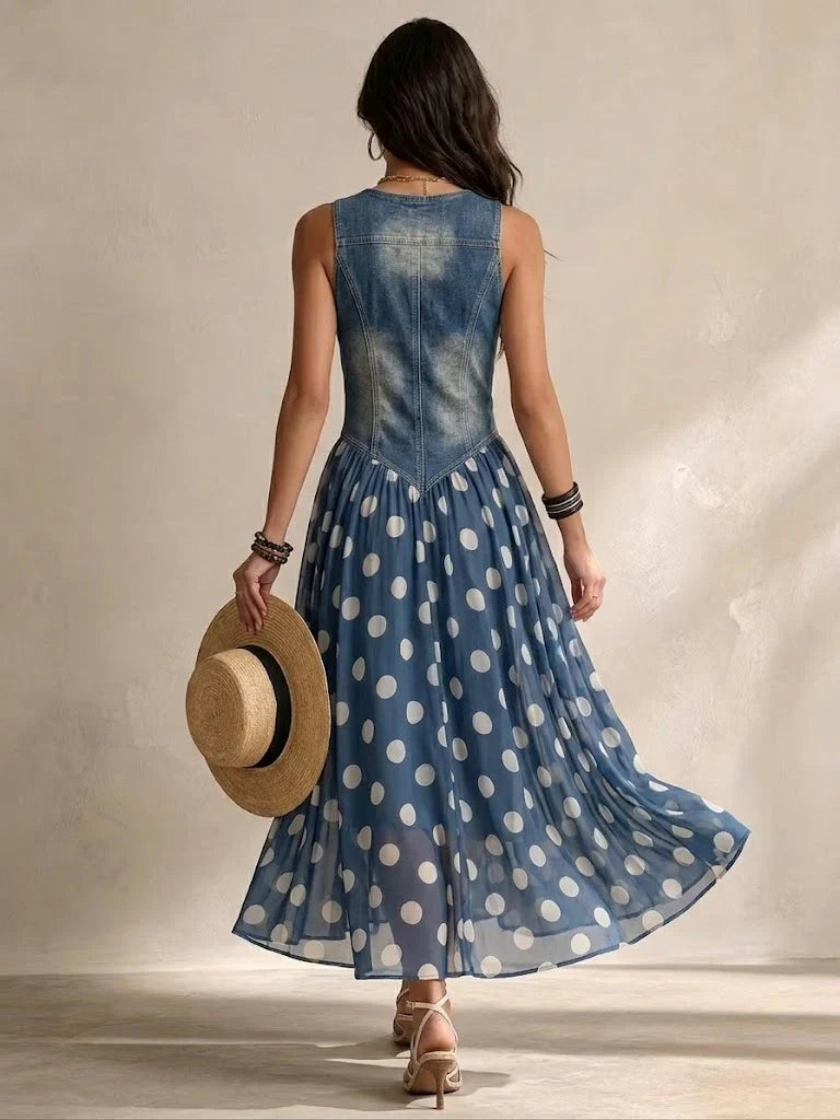 Bianca™ | Midi Chiffon Dress With Polka-Dot Pattern