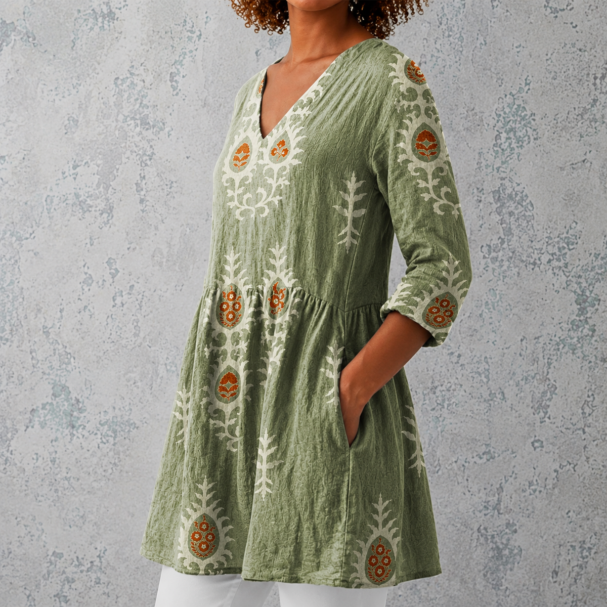 Elise | Long Blouse with V-Neck