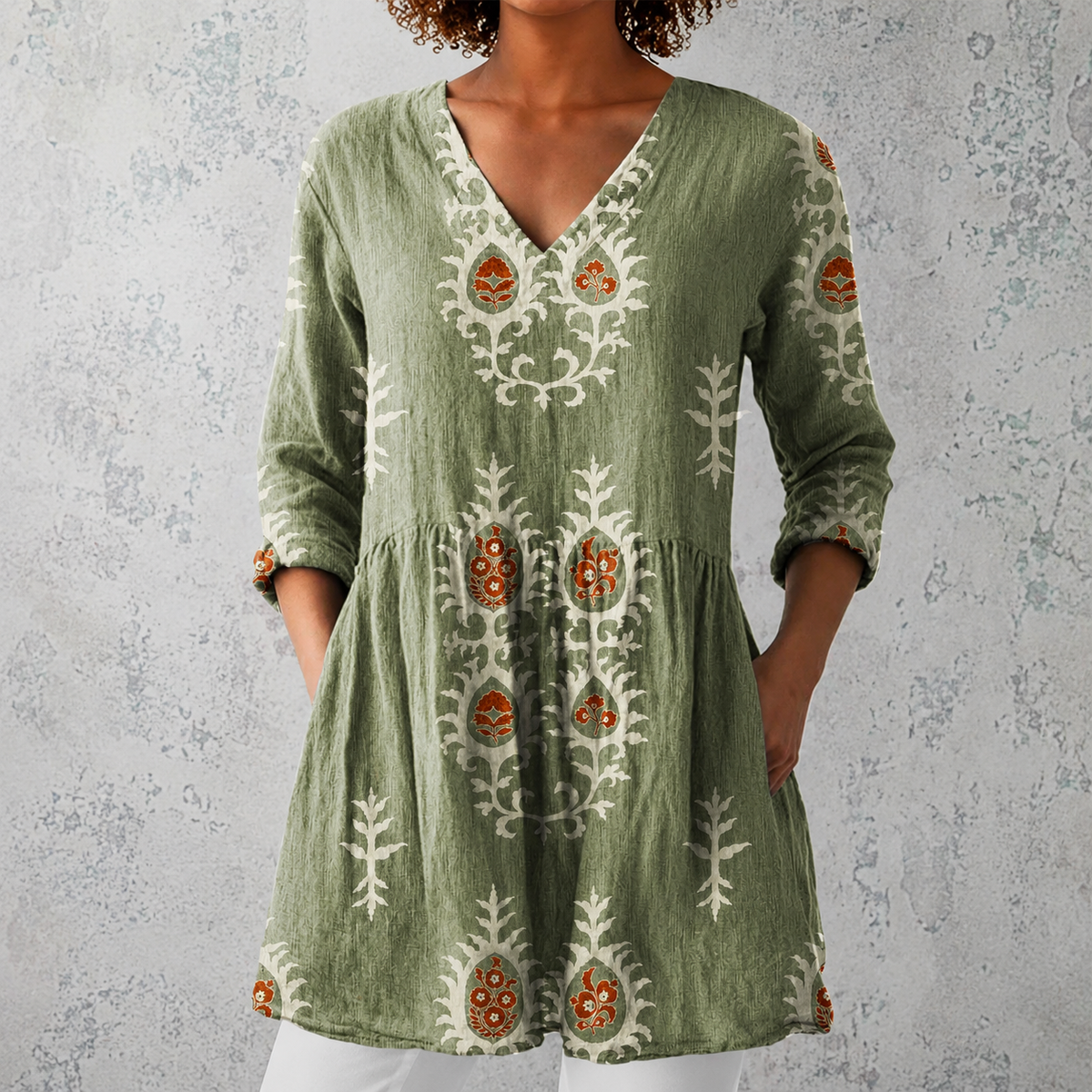 Elise | Long Blouse with V-Neck