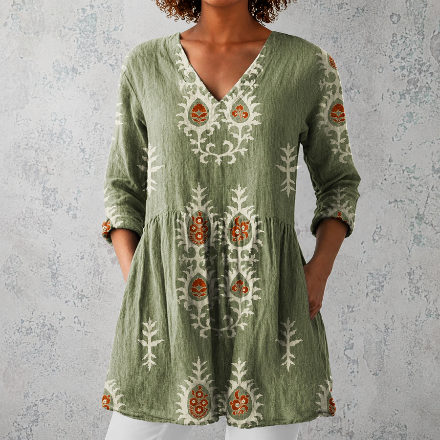 Elise | Long Blouse with V-Neck