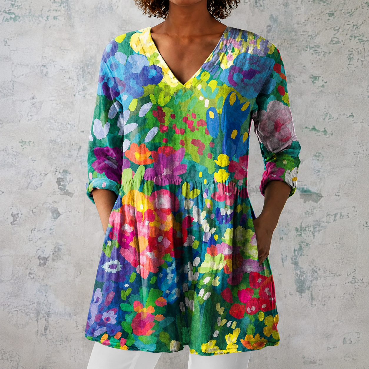 Maelle | Long Blouse with V-Neck