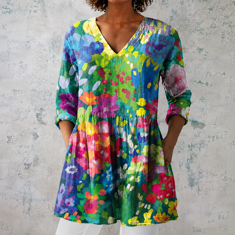 Maelle | Long Blouse with V-Neck