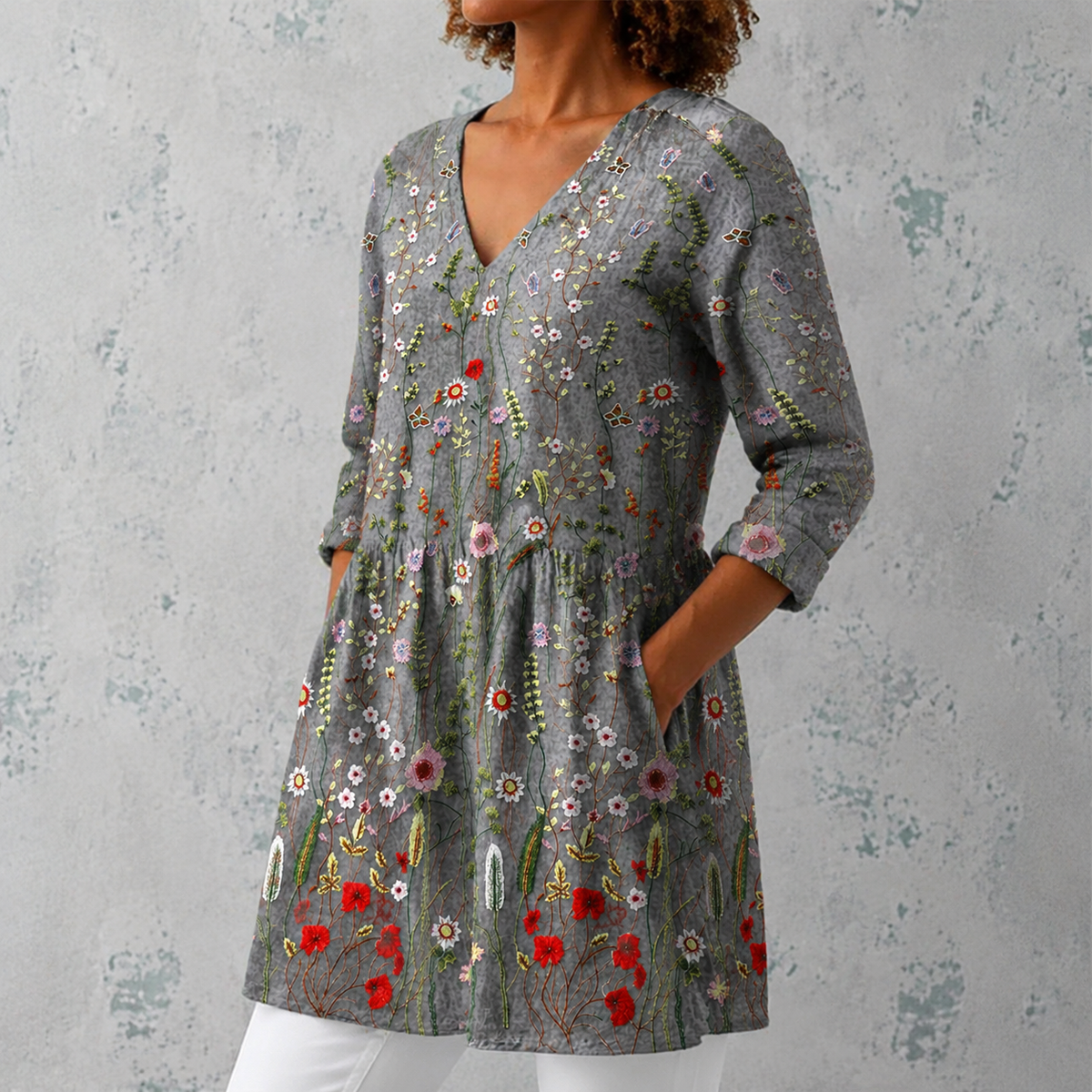 Amelie | Long Blouse with V-Neck