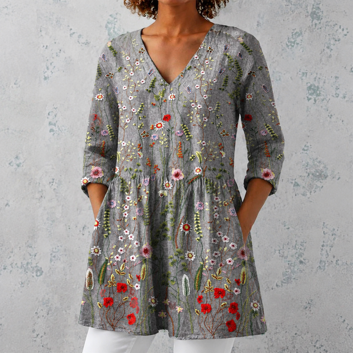 Amelie | Long Blouse with V-Neck
