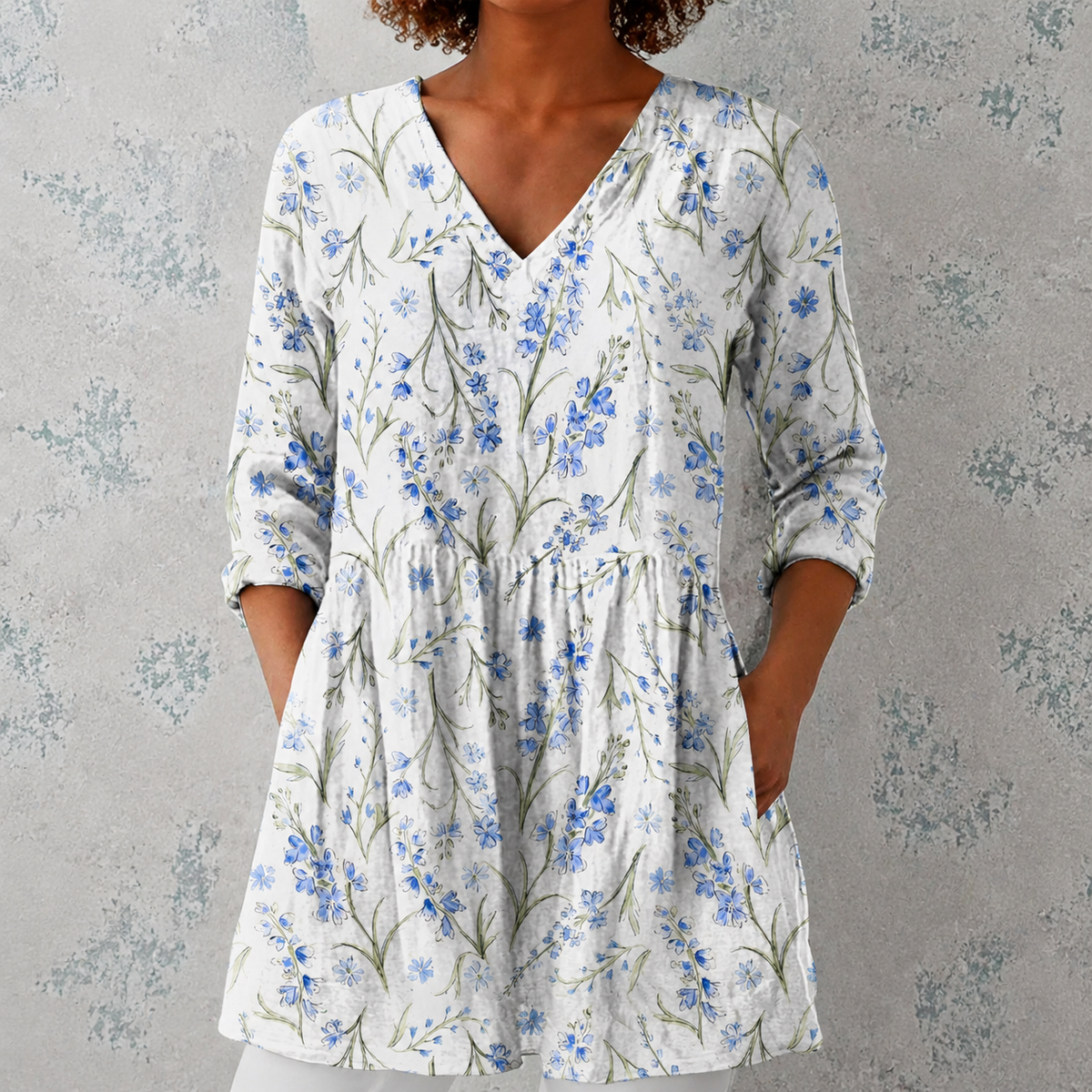 Jeanne | Long Blouse with V-Neck
