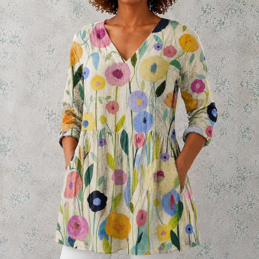 Louise | Long Blouse with V-Neck