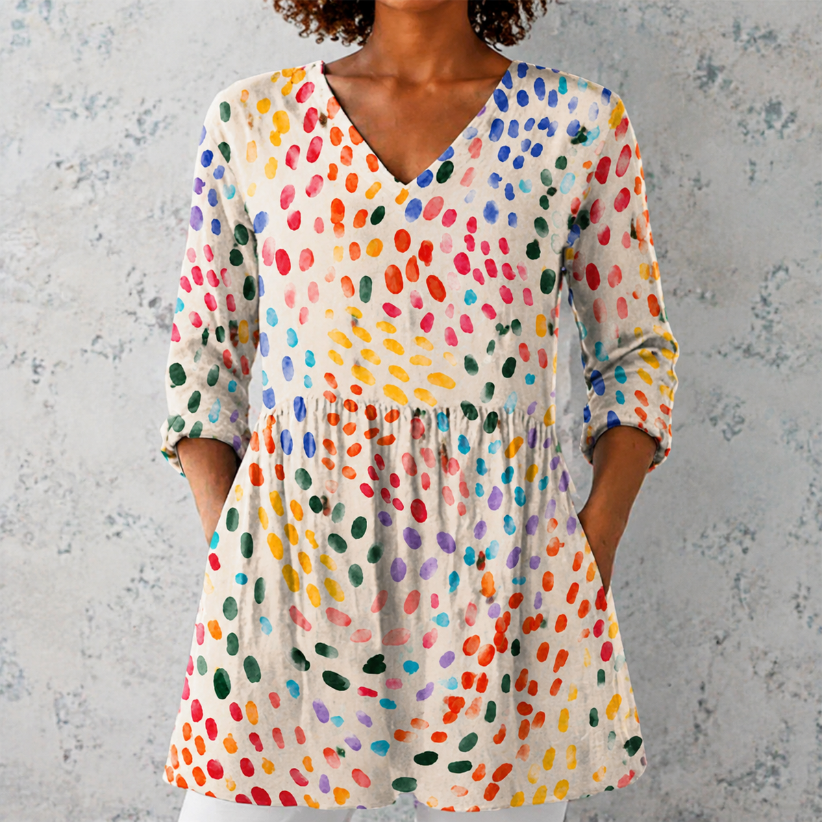 Pauline | Long Blouse with V-Neck