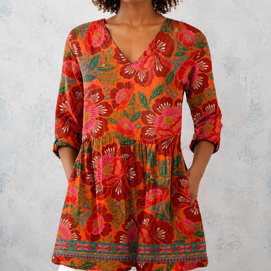 Marion | Long Blouse with V-Neck