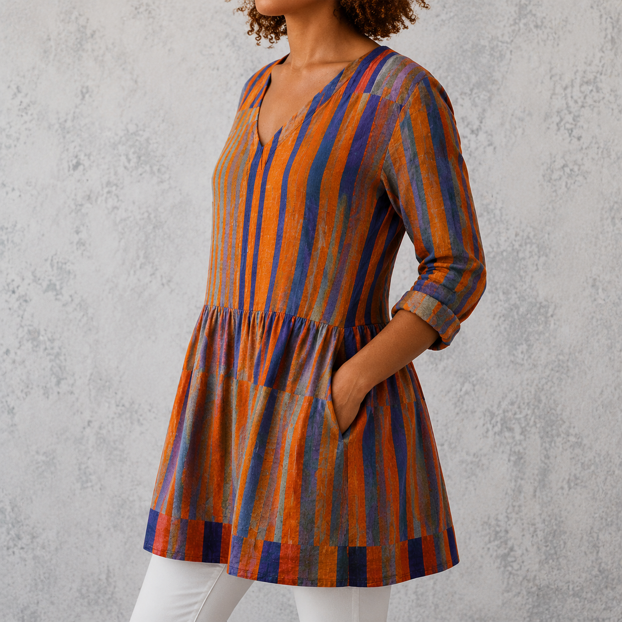 Nadia | Long Blouse with V-Neck