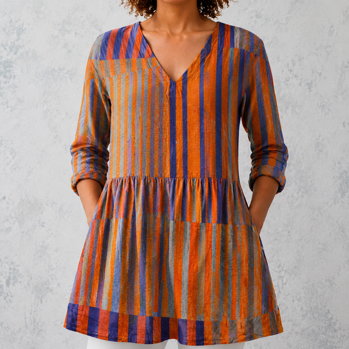 Nadia | Long Blouse with V-Neck
