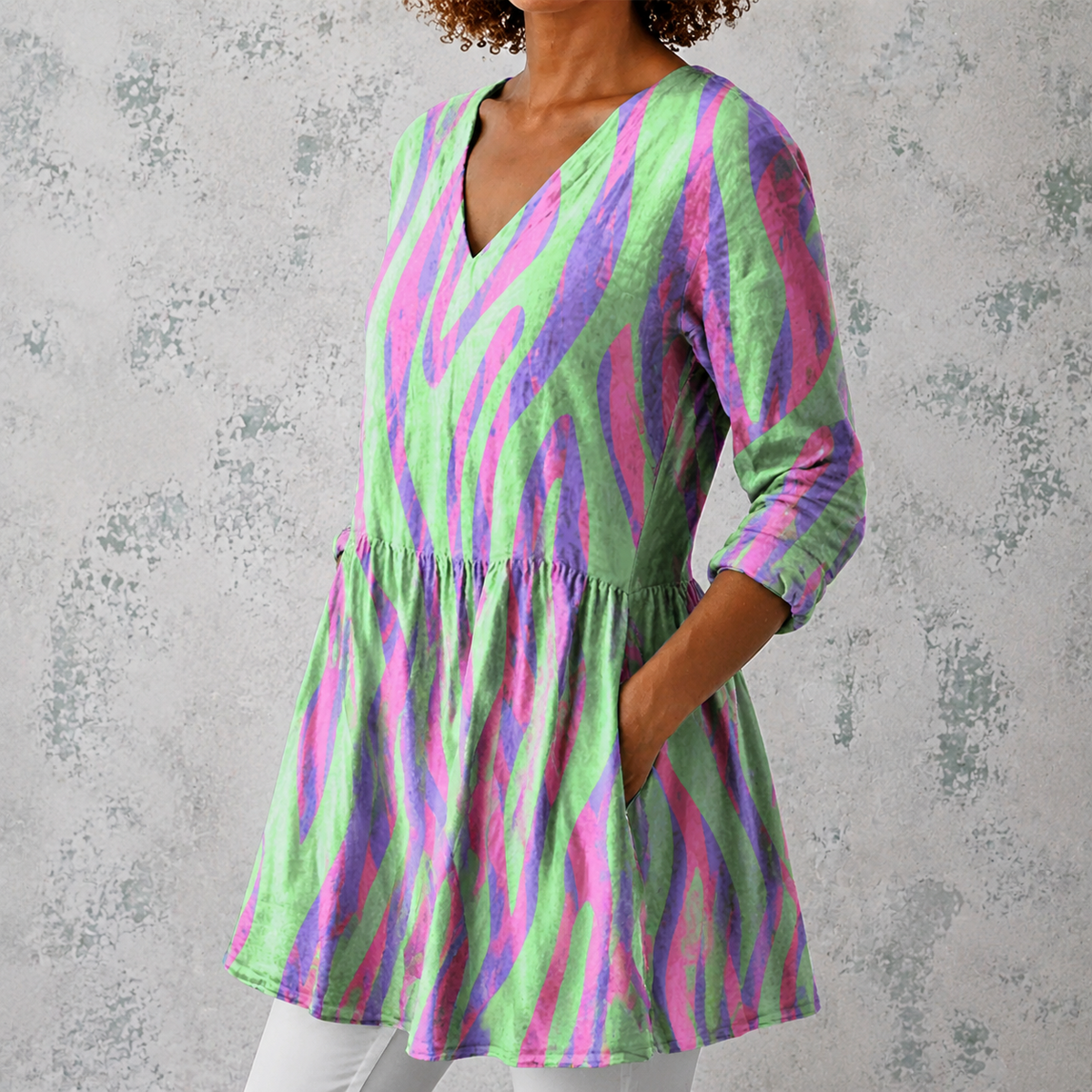 Oceane | Long Blouse with V-Neck
