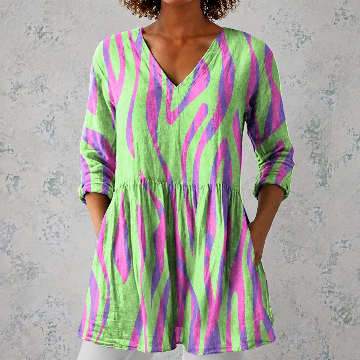 Oceane | Long Blouse with V-Neck