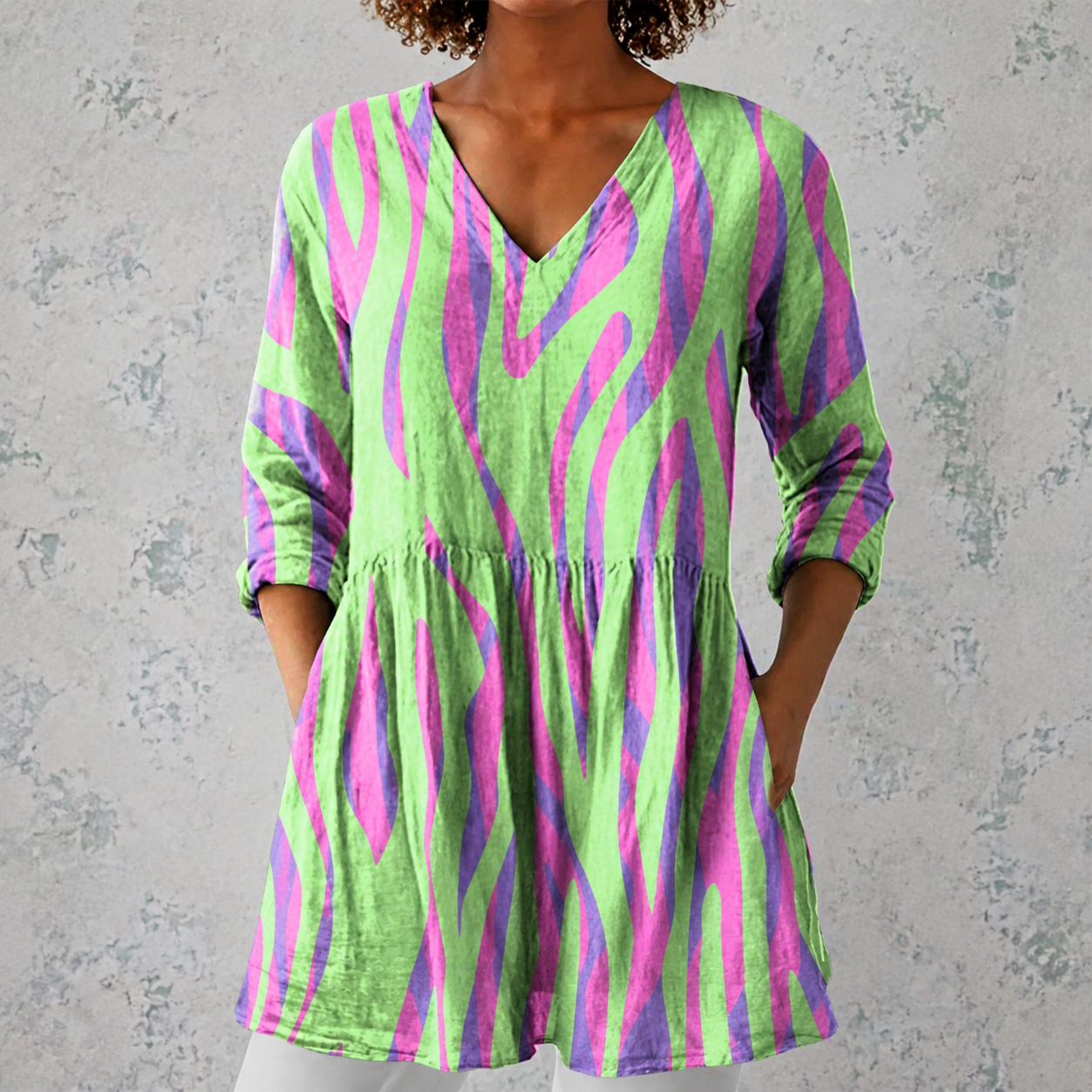 Oceane | Long Blouse with V-Neck