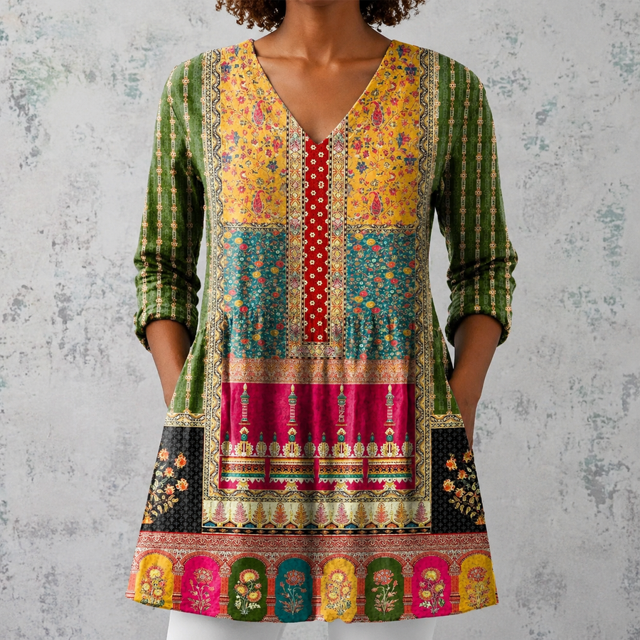 Emilie | Long Blouse with V-Neck
