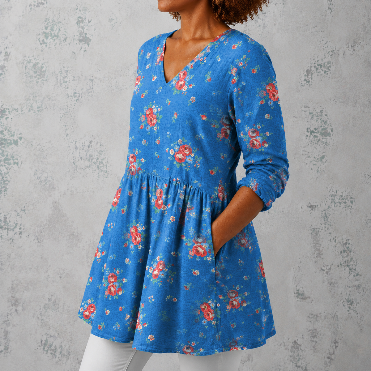 Melanie | Long Blouse with V-Neck