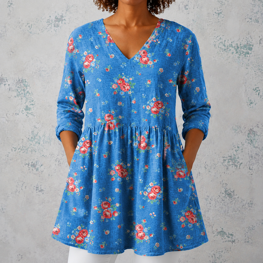 Melanie | Long Blouse with V-Neck