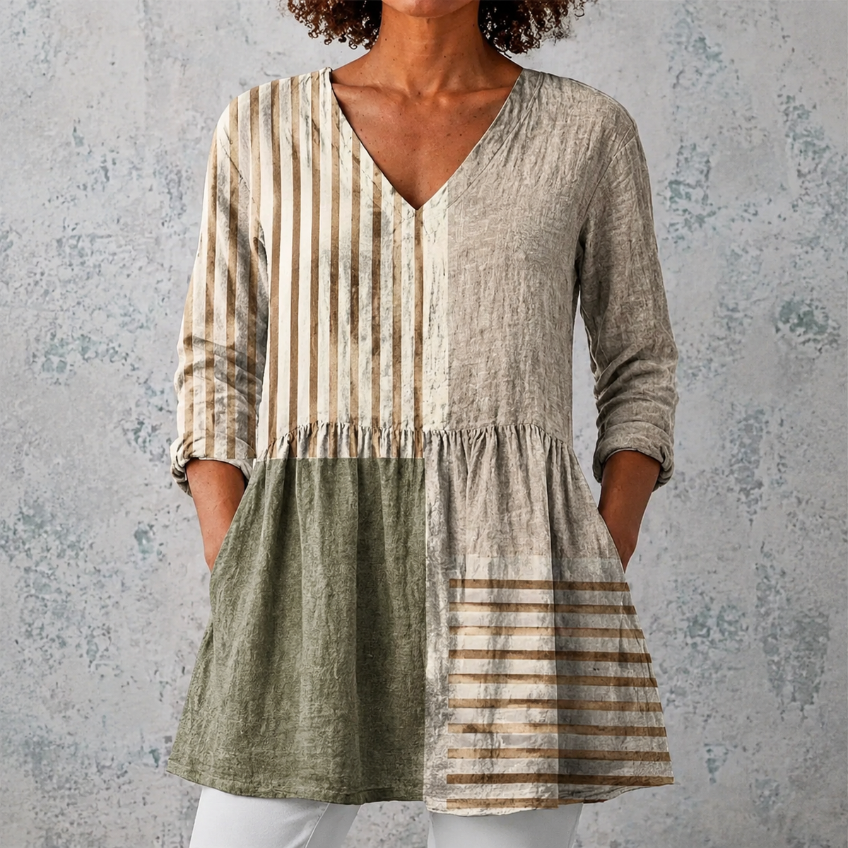 Camille | Long Blouse with V-Neck