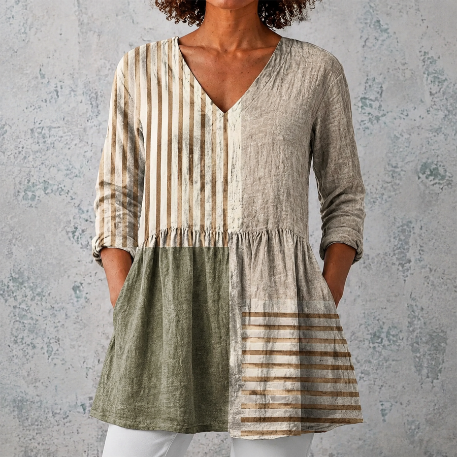 Camille | Long Blouse with V-Neck