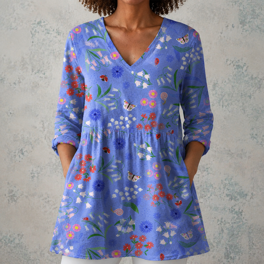Aline | Long Blouse with V-Neck
