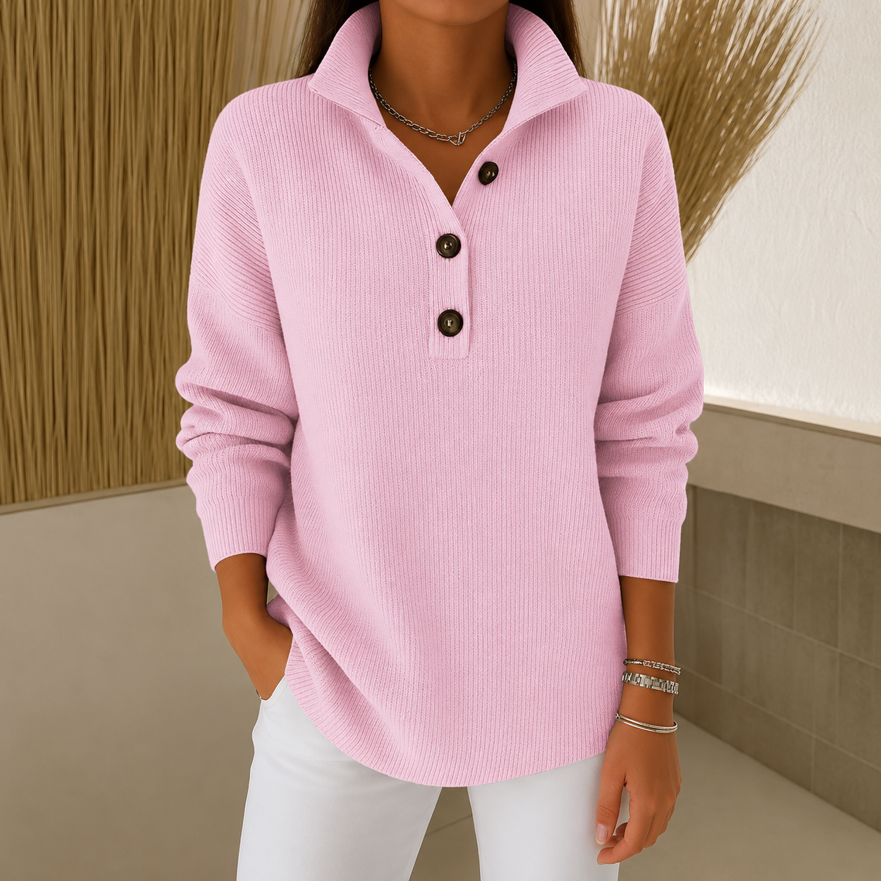 Isla™ | Ribbed Sweater with Collar