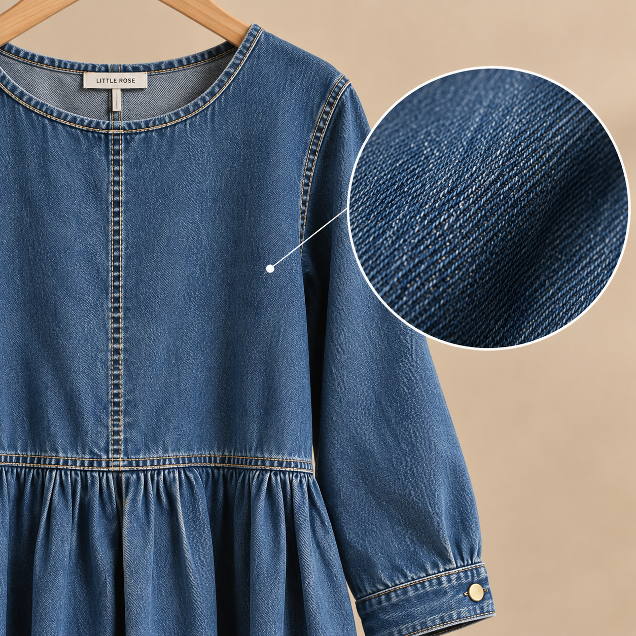 Little Rose™ - Vintage Denim Maxi Dress