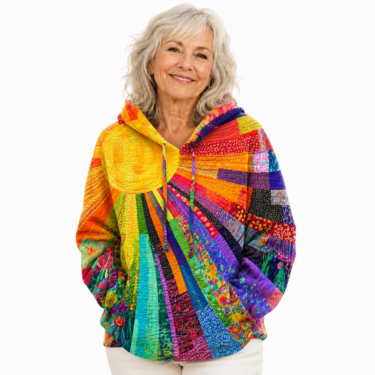 SOLARA™ | Bohemian Multicolor Patchwork Hoodie