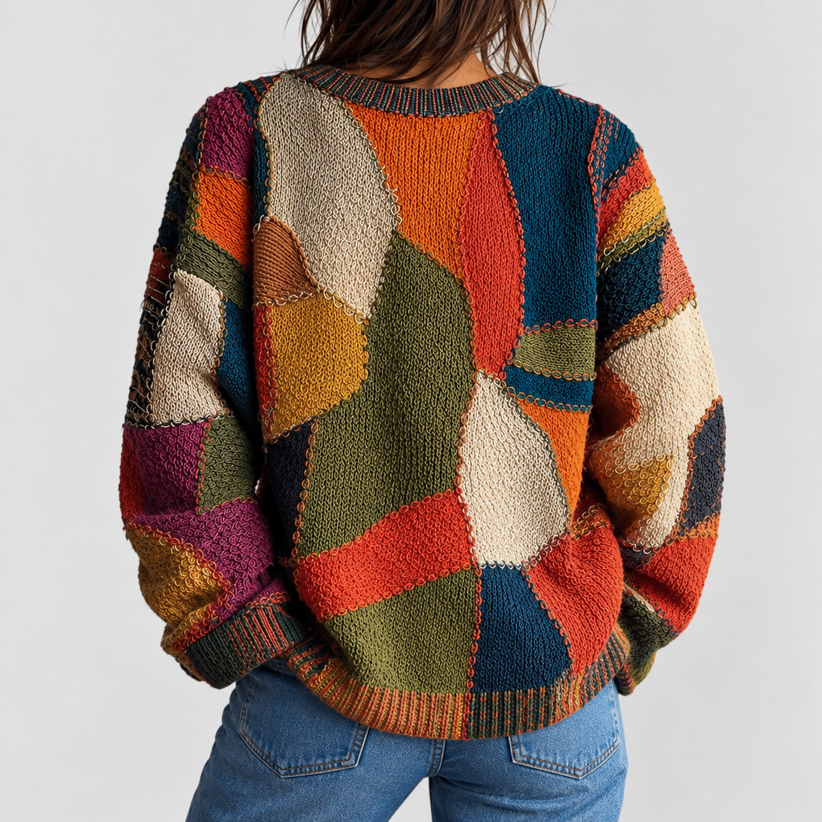 Nala™ | Women's Relaxed-Fit Cat Graphic Crewneck Knit Sweater